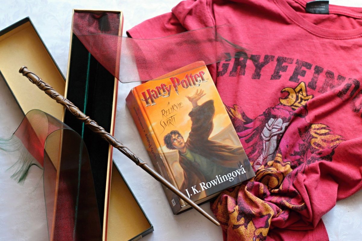 harry potter gryffindor shirt hardcover book and wand
